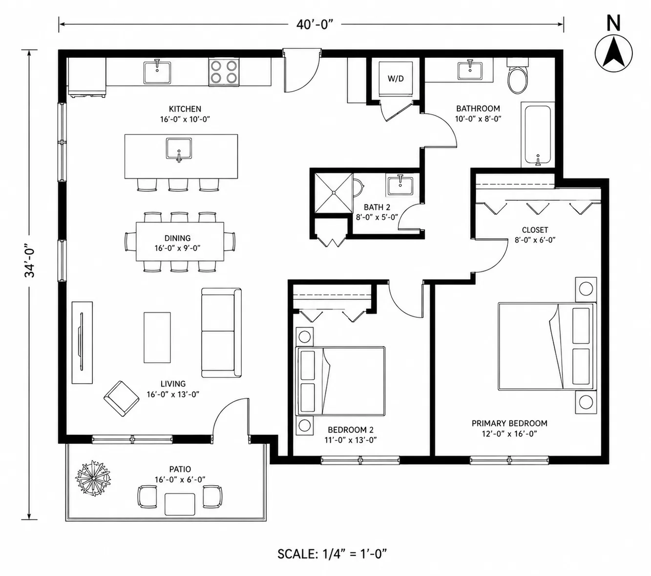 Modern light floor plan example